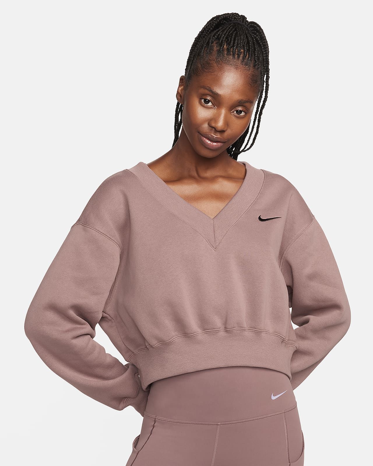 Nike Sportswear Phoenix Fleece Crop Top mit V-Ausschnitt für Damen. Nike DE | Nike (DE)
