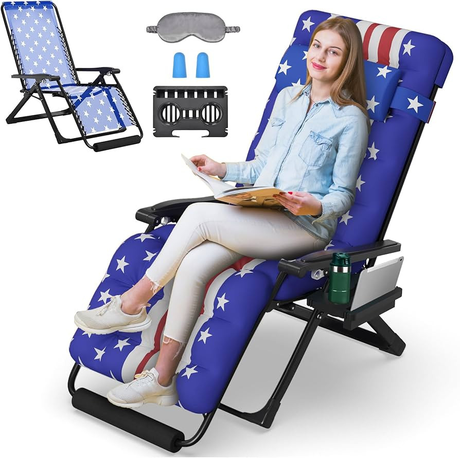 29In XL Zero Gravity Chair w/Cushion, Zero Gravity Recliner Lounge Chair for Indoor and Outdoor, ... | Amazon (US)