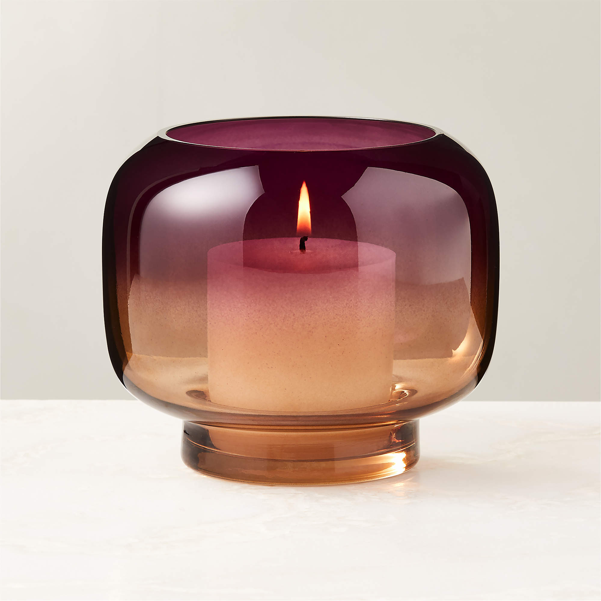 Coco Two-Toned Glass Hurricane Candle Holder Small + Reviews | CB2 | CB2
