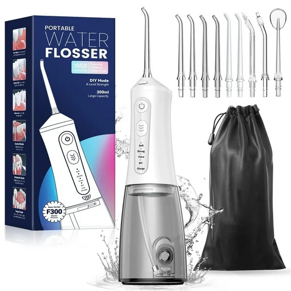 JTF Cordless Water Flosser Dental Teeth Cleaner with 9 Jet Tips, DIY Mode 300ML Tank IPX7 Waterpr... | Walmart (US)