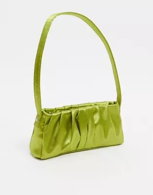 Bolso de hombro con diseño fruncido estilo años 90 de satén en verde oliva de ASOS DESIGN | ASOS ES