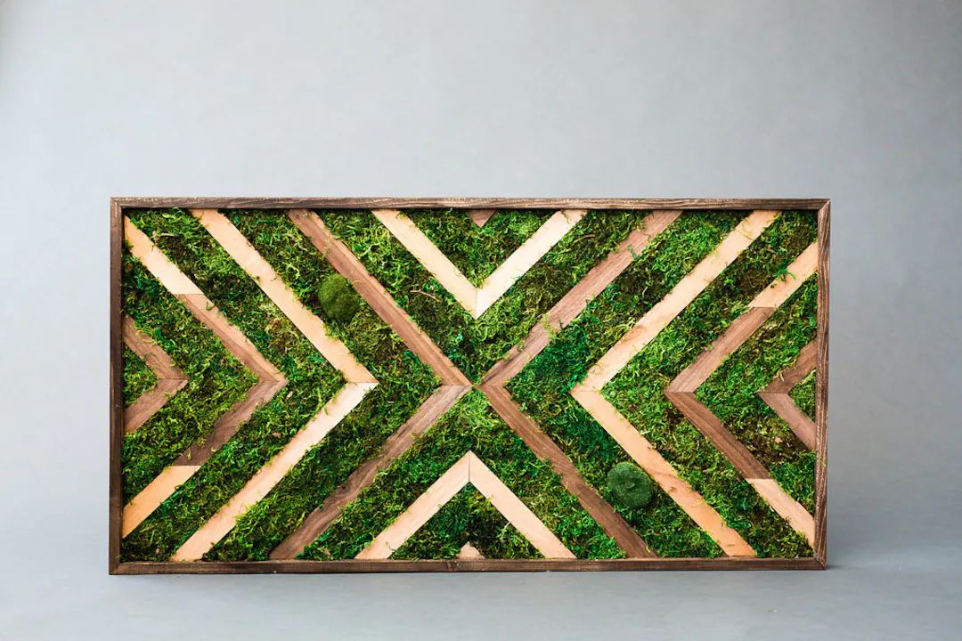 Moss Wall Art, Home Office, Wall Decor Wood, Earth Toned Wall Art, Greenery Wall Panel, Design Ge... | Etsy (US)