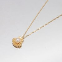 14K Gold Seashell Pearl Necklace, Shell Pendant, Dainty Minimalist Solid Gift For Her | Etsy (US)