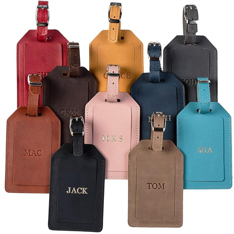 Personalized leather luggage tags, Bag tags, Custom luggage tag with Logo, Groomsmen gift, Brides... | Amazon (US)
