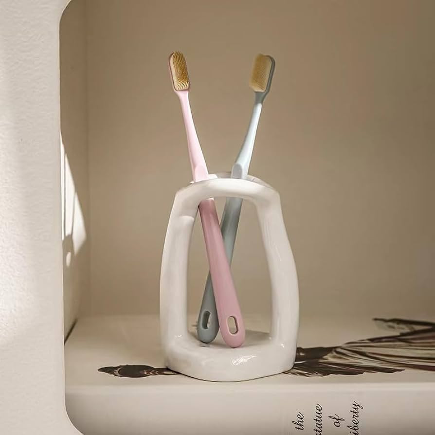 Handmade Ceramic Holder Stand for Toothbrushes, Makeup Brushes, and Pens - Minimalist Design for ... | Amazon (US)