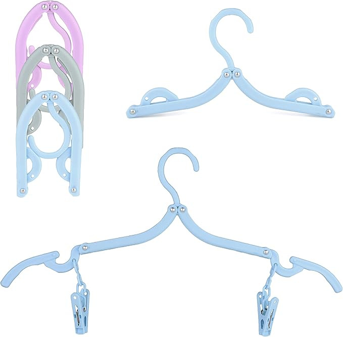 The Hanger Store 10 Blue Travel Coat Hangers Folding Design with Skirt Trouser Clips, Portable & ... | Amazon (UK)