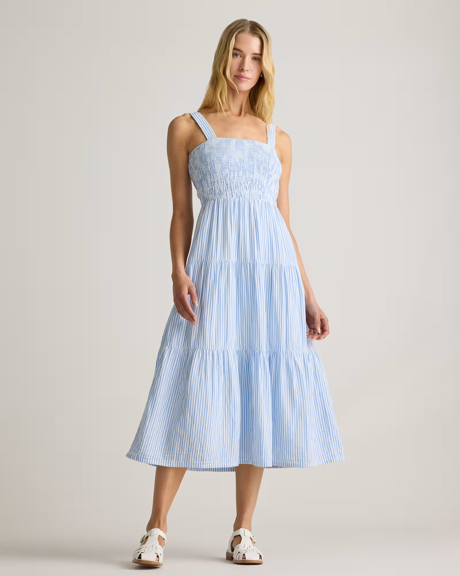 100% Organic Cotton Gauze Smocked Sleeveless Maxi Dress | Quince