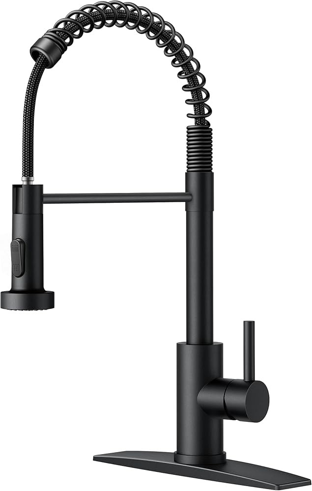 FORIOUS Black Kitchen Faucet with Pull Down Sprayer, Stainless Steel Commercial Single Handle Cla... | Amazon (US)