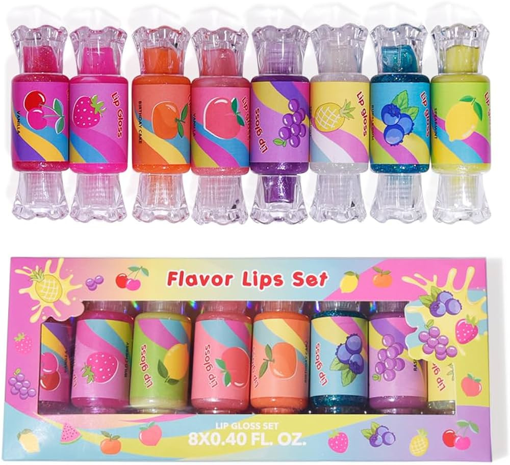 Cute Lip Gloss for Kids, 6PCS Glitter Girls Lip Gloss Set with Shape of Candy, Assorted Flavors H... | Amazon (US)