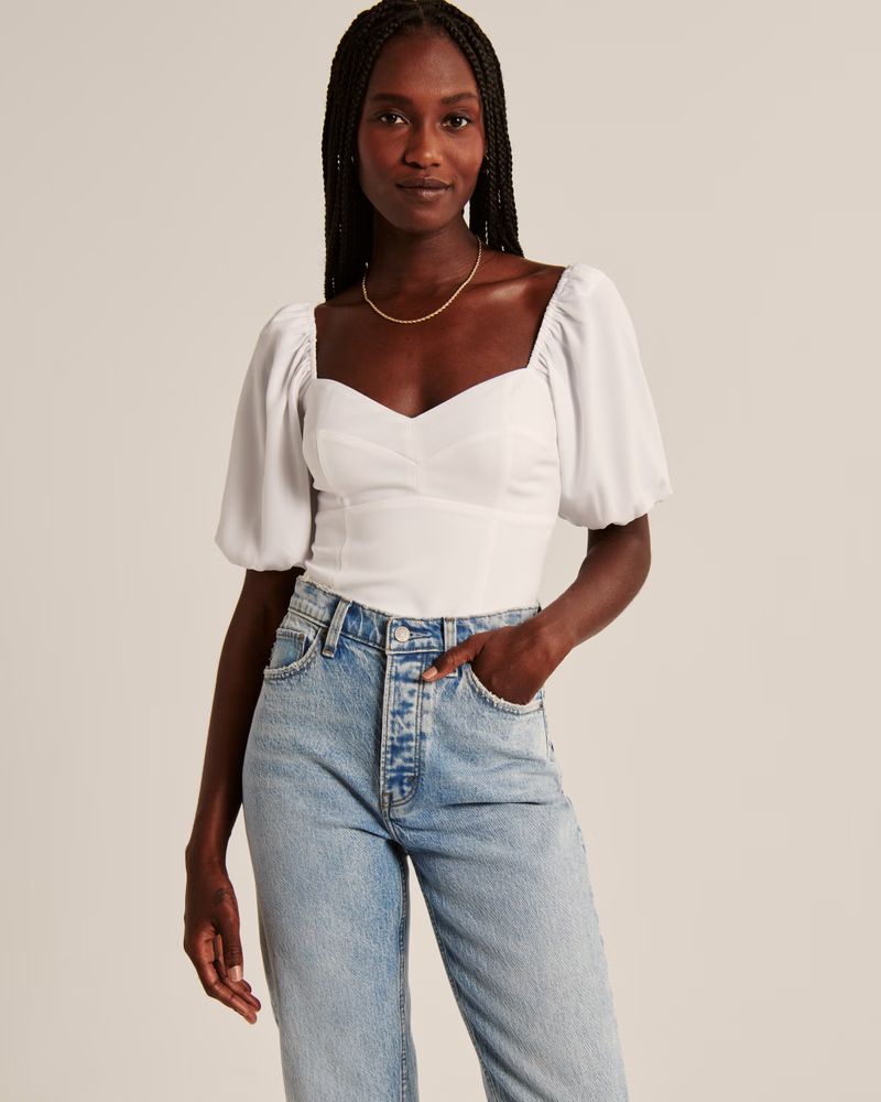 Corset Puff Sleeve Top | Abercrombie & Fitch (US)