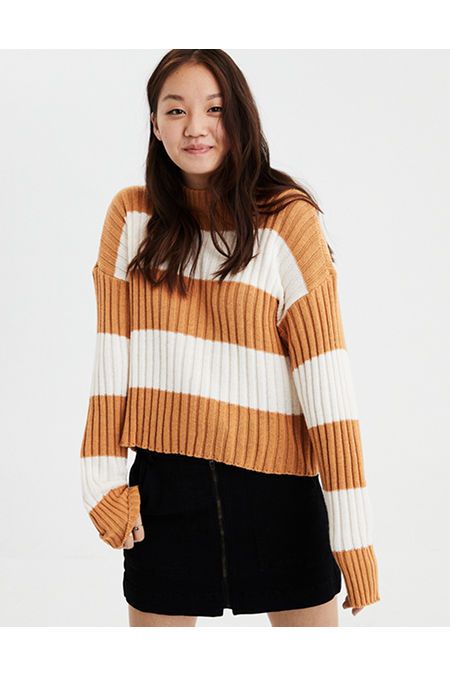AE Rugby Stripe Rib Knit Pullover Sweater | American Eagle Outfitters (US & CA)