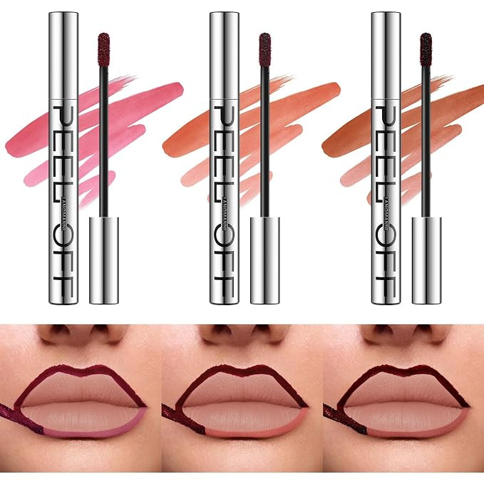 LANGMANNI 3 Colors Long-Lasting Peel Off Lip Liner Set, Waterproof & Smudge-Proof Matte Lip Liner... | Amazon (US)