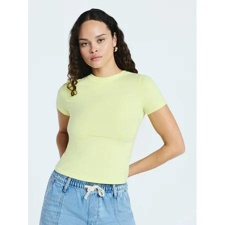 Scoop Women’s Stretch Cotton Blend Baby Tee with Short Sleeves, XS-XXL | Walmart (US)
