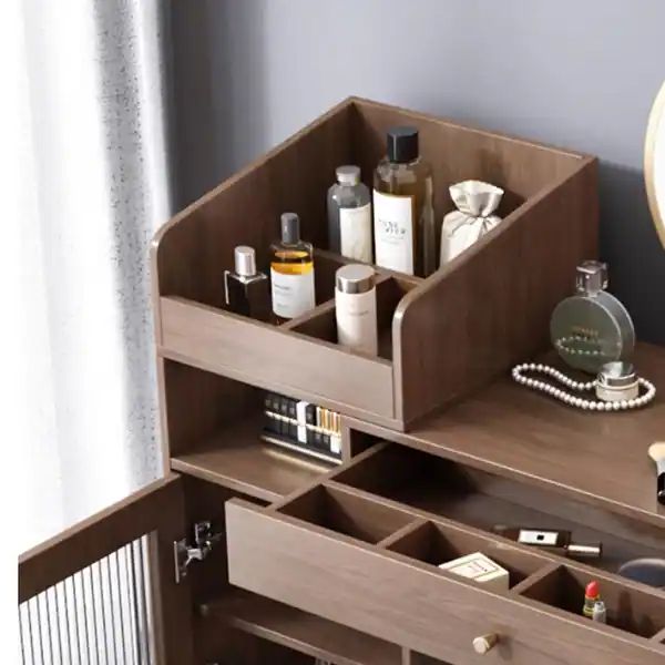JASIWAY Modern Simple Makeup Vanity Dressing Table,Coffee | Bed Bath & Beyond