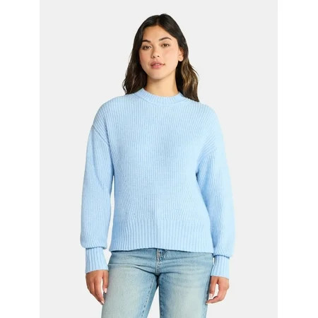 Time and Tru Women's Shaker Stitch Mock Neck Sweater, Midweight, Sizes XS-XXXL | Walmart (US)