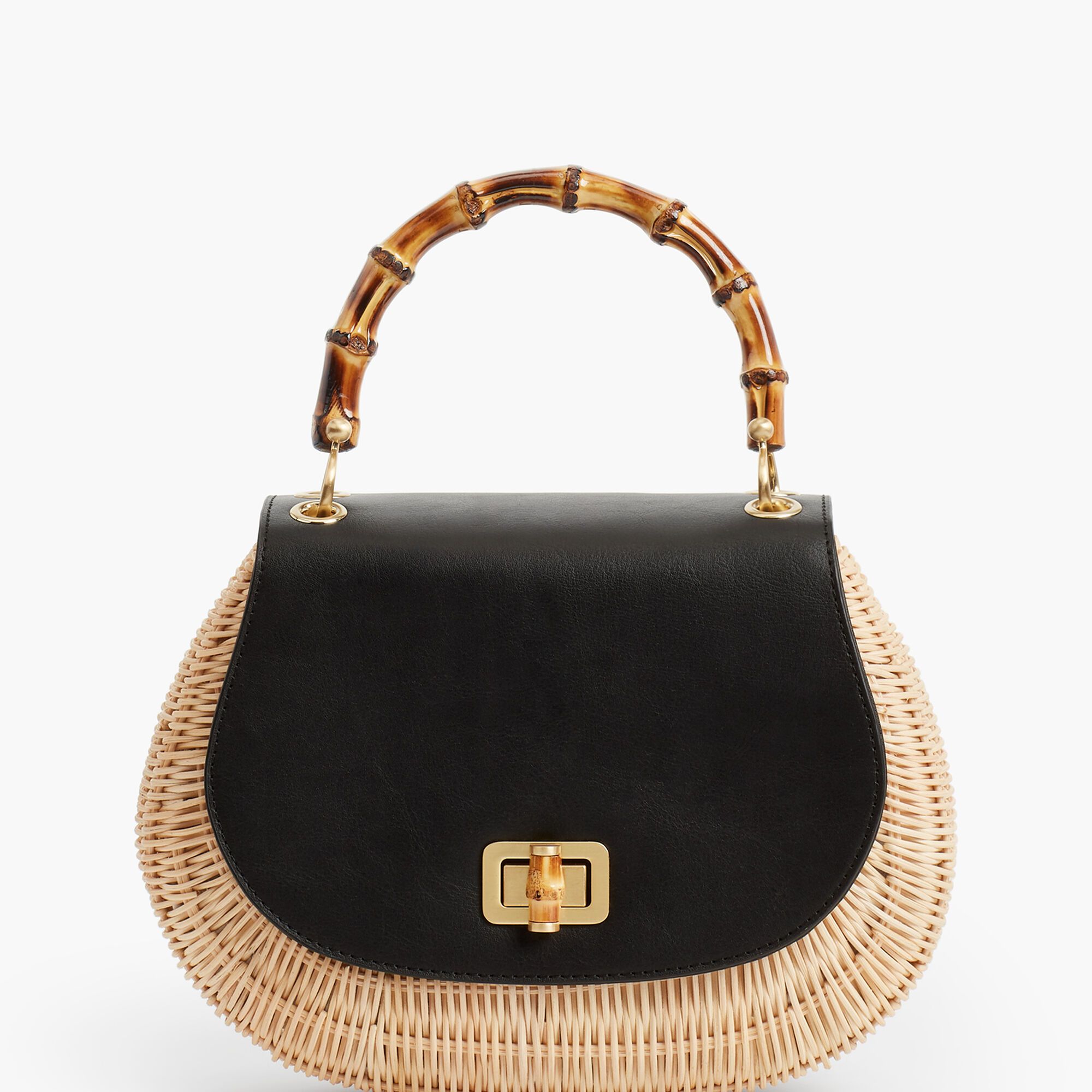 Bamboo-Handle Bag - Leather & Wicker | Talbots