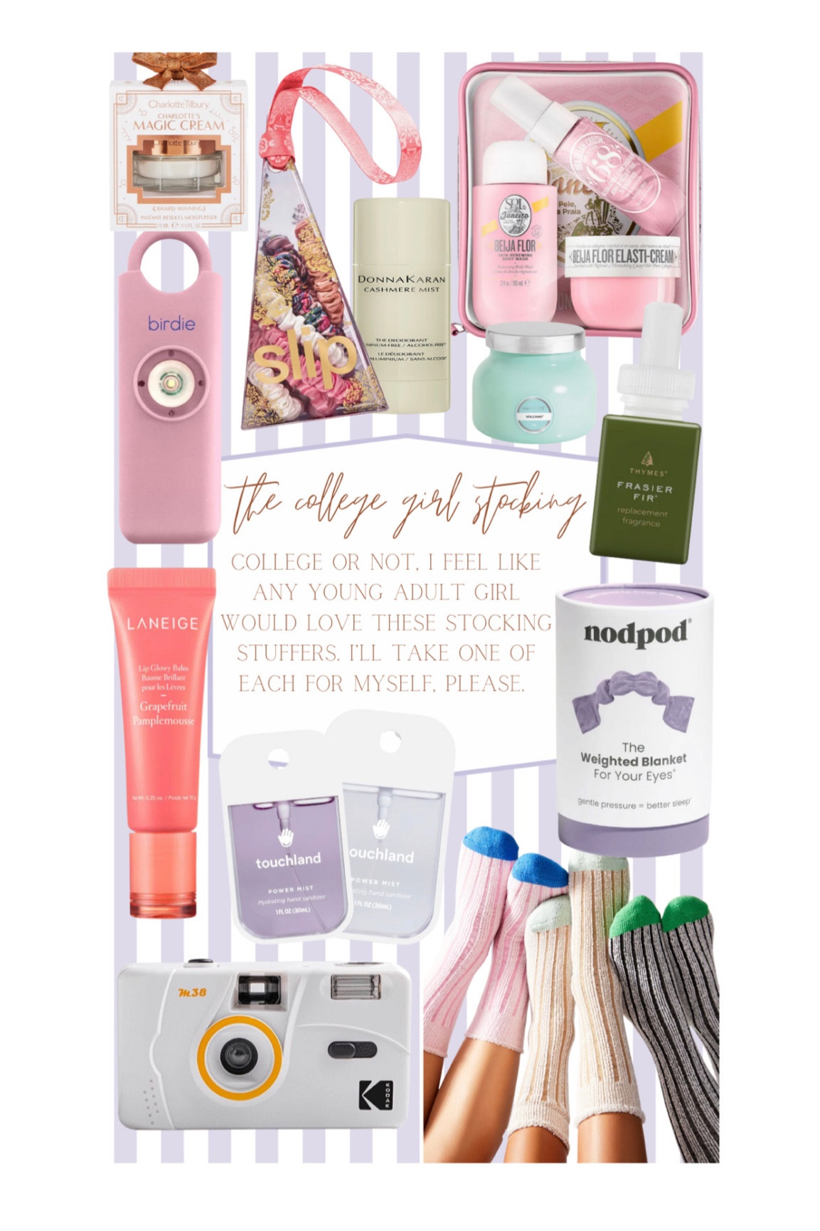 The college girl stocking stuffer guide! 

Birdie alert. Lange lip mask. Disposable camera. Hand sanitizer. Ladies makeup gift sets. Sephora gift sets. Free People cozy socks. Slip hair ties. Pura refills. 

#LTKGiftGuide #LTKHolidaySale #LTKHoliday