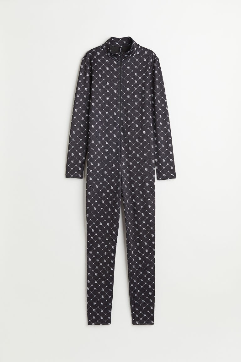 H & M - H & M+ Monogram-print Unitard - Black | H&M (US + CA)