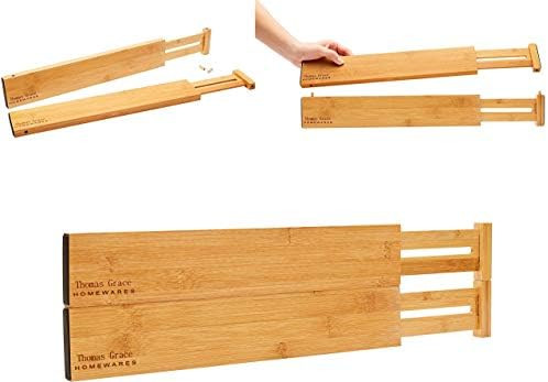 Bamboo Kitchen Drawer Organizer Divider Stackable for Deep Drawers. (Set-of- 4) Spring Loaded Div... | Amazon (US)