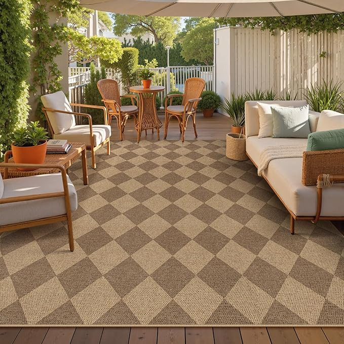 Lahome Checkered Easy Jute Rug 8x10, Washable Rugs for Living Room Dining Room Farmhouse Indoor O... | Amazon (US)