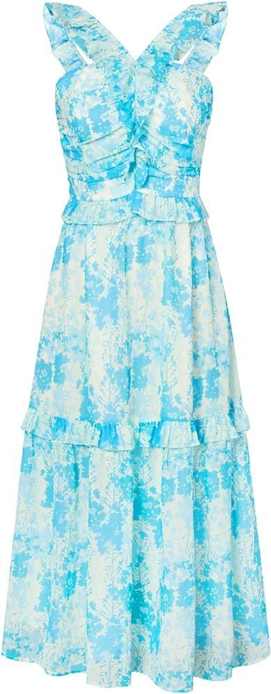 GRACE KARIN Women’s Summer Boho Floral Tiered Dress Strap A Line Swing Flowy Midi Dress Ruffle ... | Amazon (US)