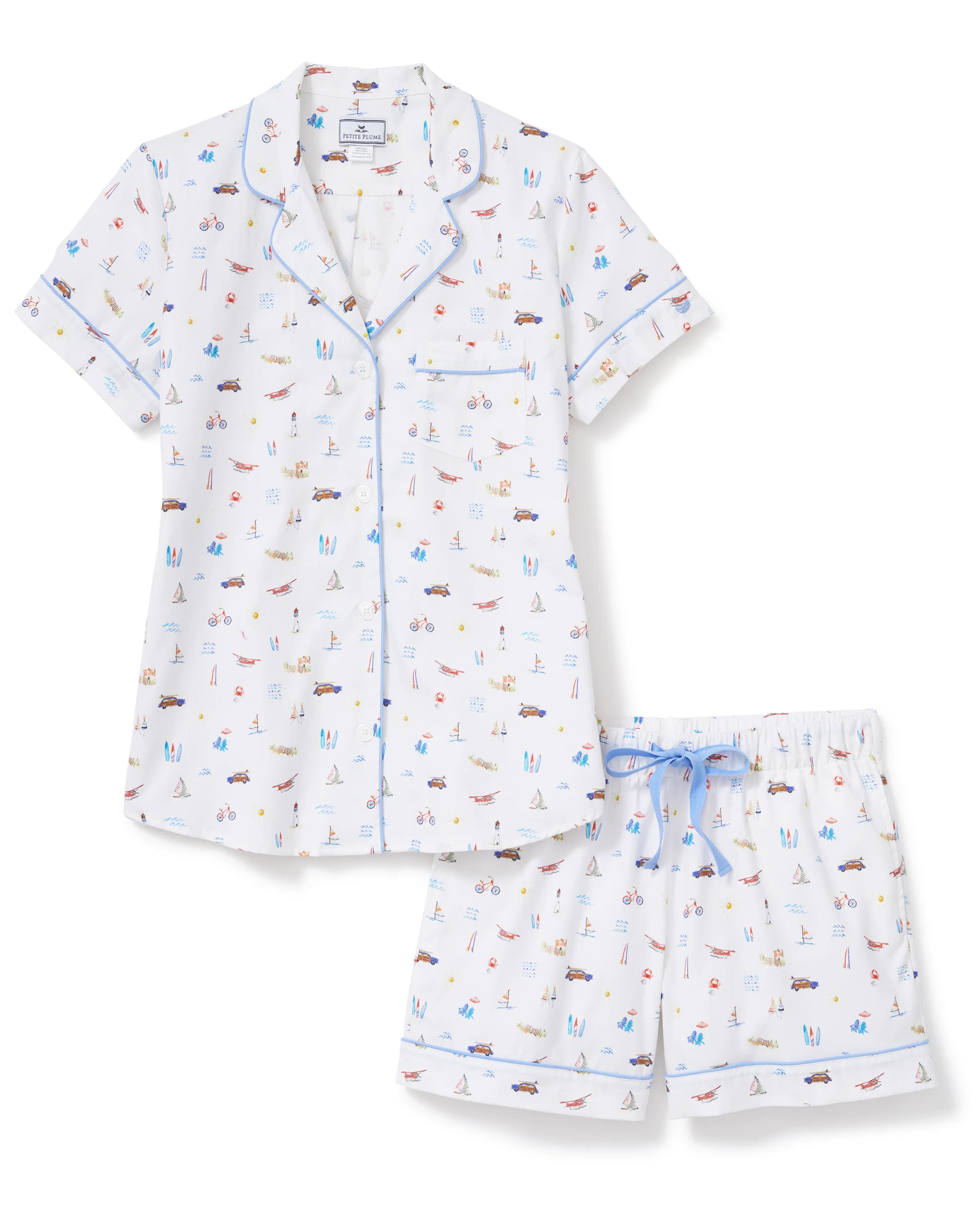 Women's Twill Short Sleeve Short Set in Summer Nostalgia | Petite Plume