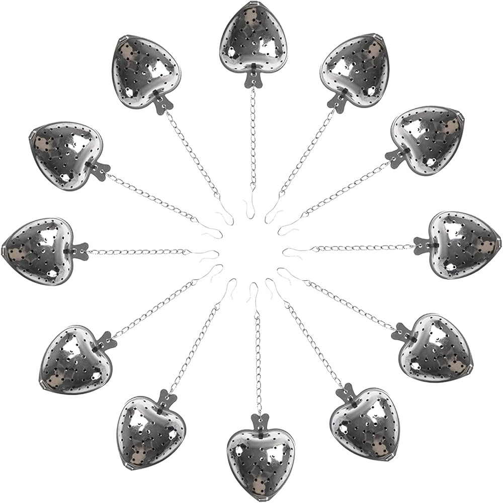 ZIIVARD 12 Pieces Stainless Steel Tea Infuser Heart Shaped Long Chain Spoon Tea Filter Mesh Tea S... | Amazon (US)