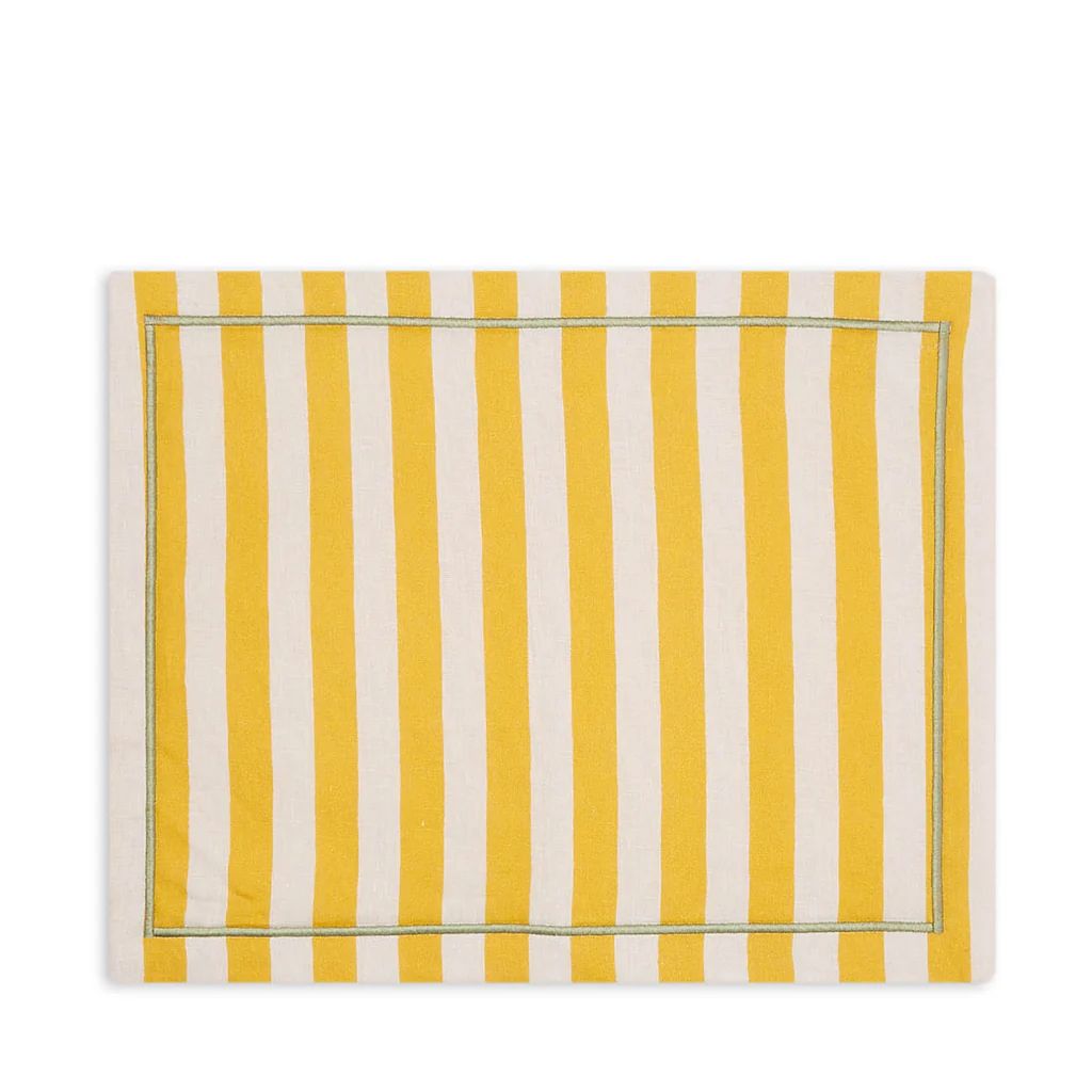 Yellow & White Stripes Placemat | Blue Print