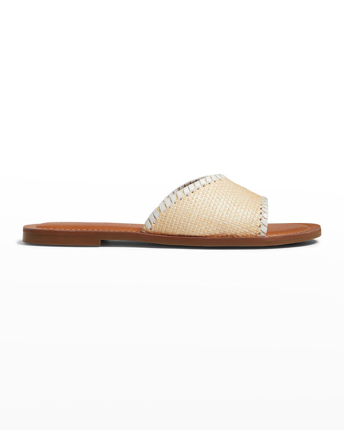 Scarlett Rattan Woven Slide Sandals | Neiman Marcus