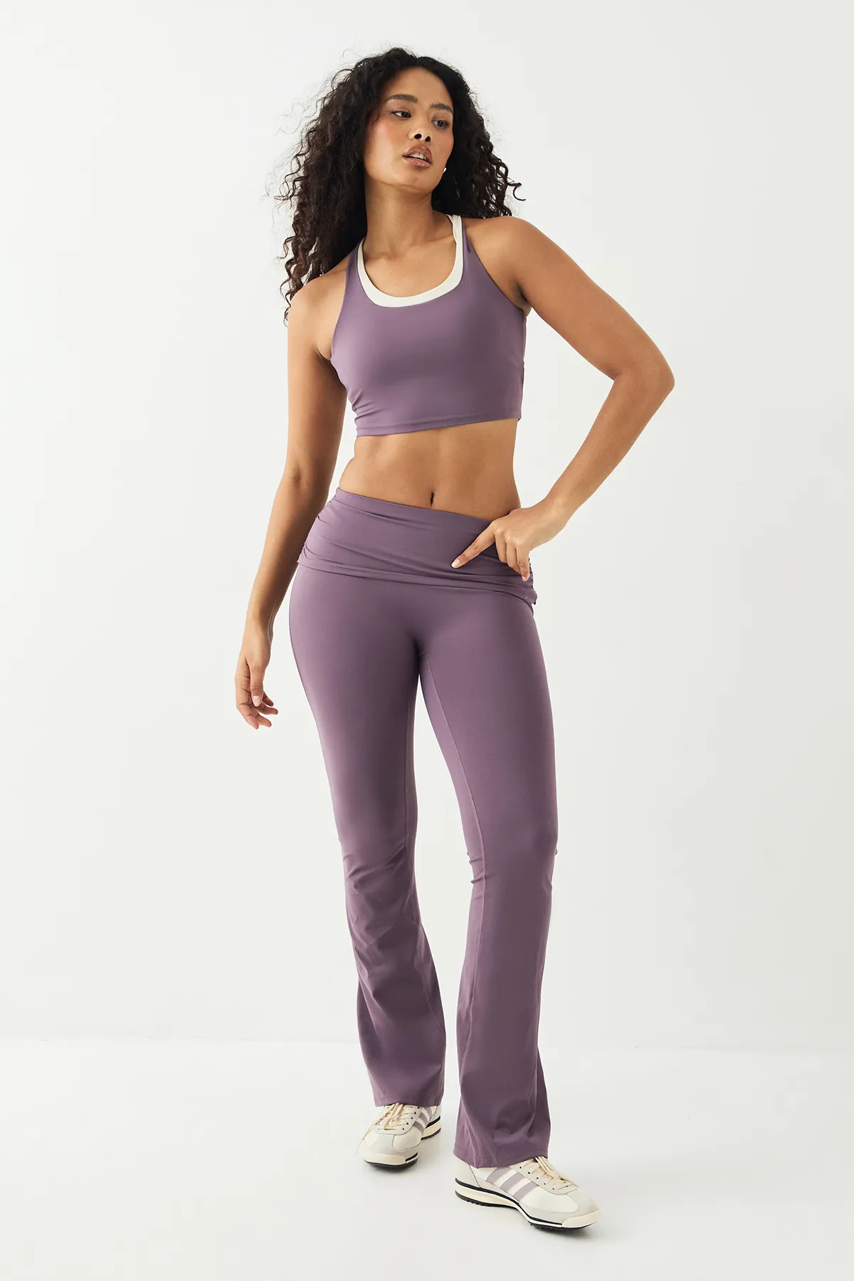 DSGN Studio Ultra Sculpt Fold Over Waistband Flared Legging | Boohoo.com (UK & IE)
