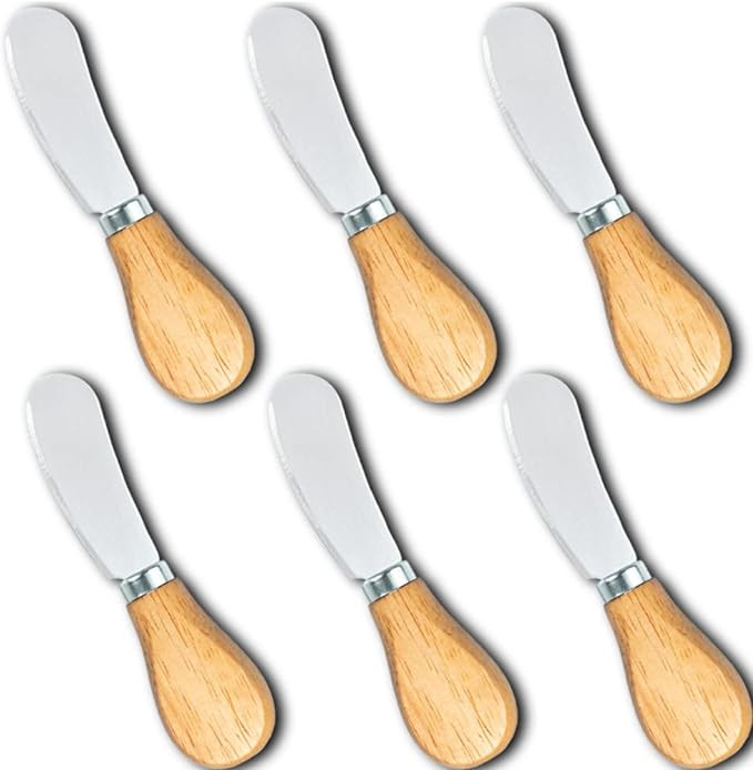Little Cheese Spreader Knives, Wooden Handle, 5 inch, Stainless Steel Cocktail Knives Spreaders f... | Amazon (US)