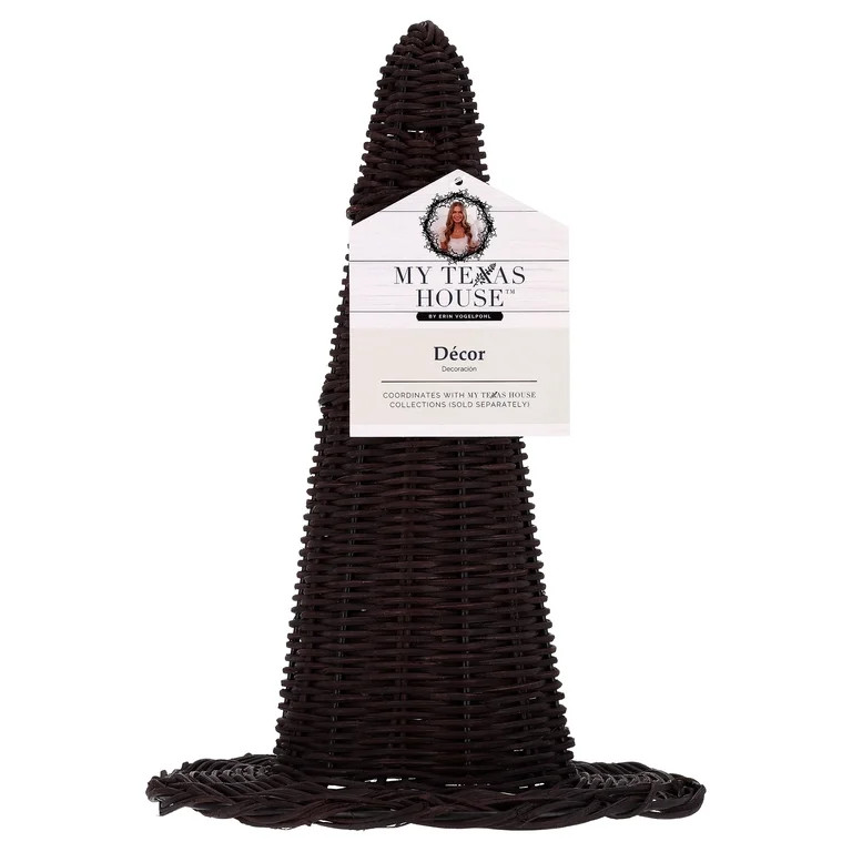 My Texas House Rattan Witch Hat Tabletop Decoration, Black, 11.6" | Walmart (US)