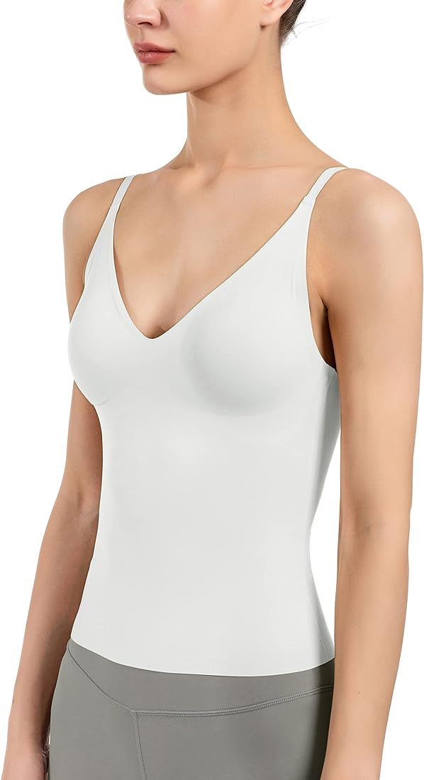 Women's Fit Camisole with Built in Bra - Spaghetti Straps Camis Tank | Amazon (US)