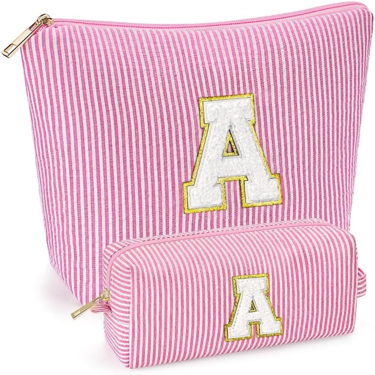 2 PCS Initial Makeup Bags for Women: Cosmetic Bag for Travel Toiletry - Birthday Gifts for 11 12 ... | Amazon (US)
