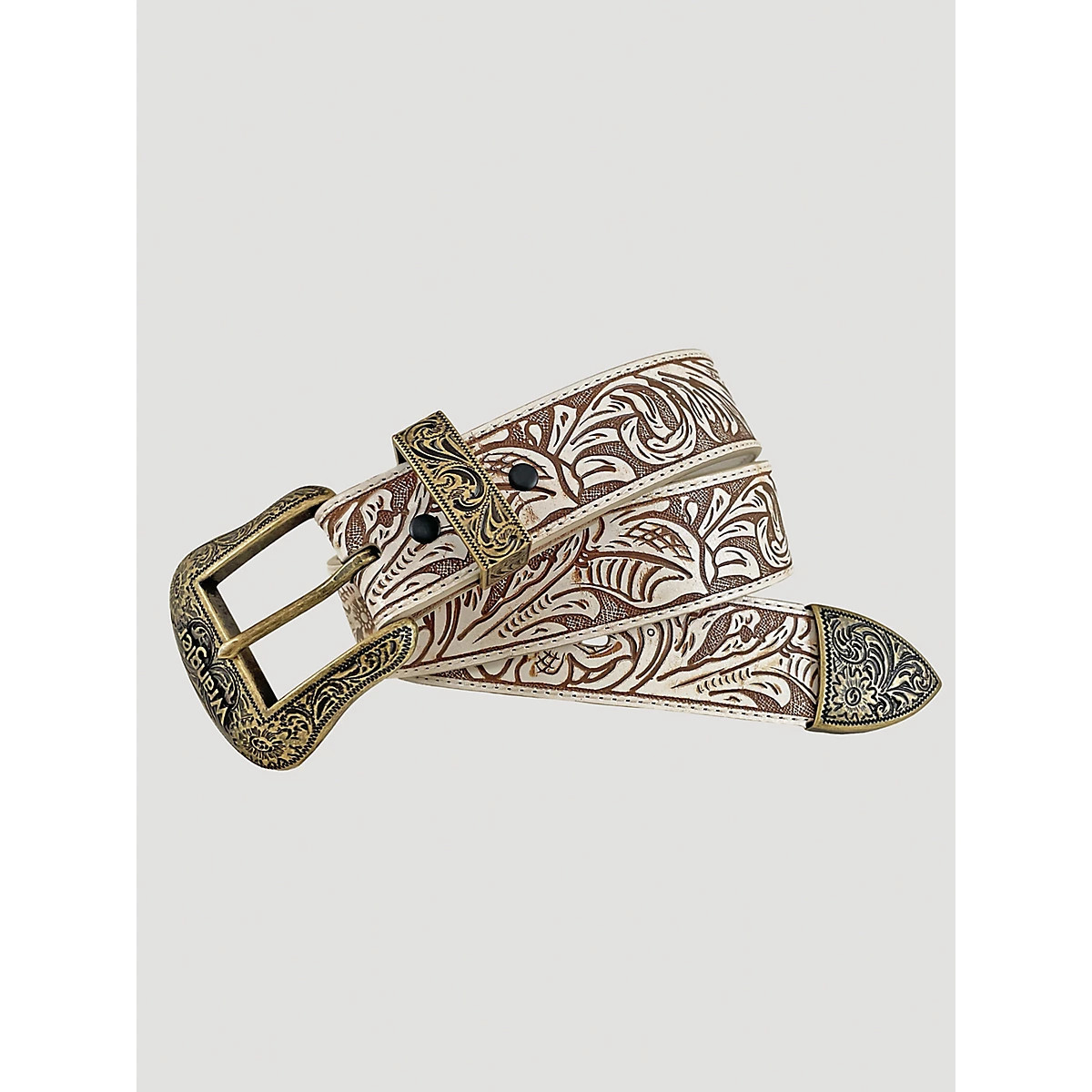 Women's 3 Piece Buckle Leather Belt in Off White | Wrangler