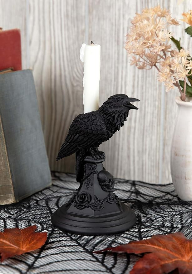 Alchemy Poe's Raven Candle Stick, Occult Dark Gothic Home Decor Accessory, Black Resin Candle Hol... | Amazon (US)