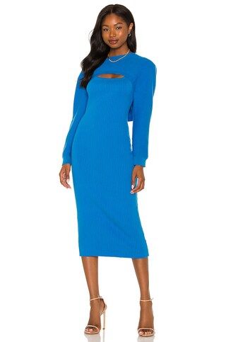 Line & Dot Eva Knit Ribbed Dress & Shrug Set in Blue from Revolve.com | Revolve Clothing (Global)