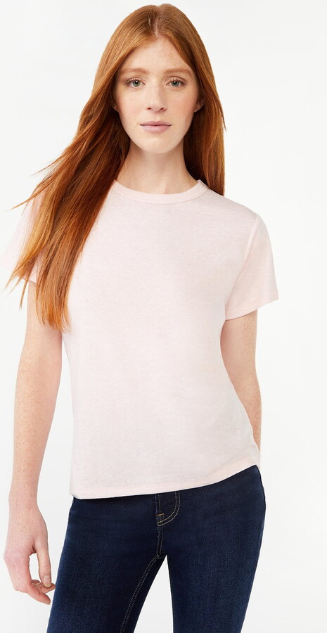 Free Assembly Women's Ringer Tee with Short Sleeves, Sizes XS-XXXL | Walmart (US)