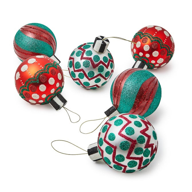 Cozy Christmas Glass Ball Ornaments, Set of 6 | MacKenzie-Childs