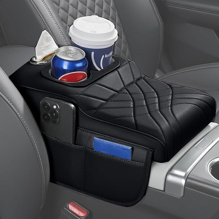 Upgraded Car Center Console Cover,PU Leather Car Armrest Cover Cushion Contains High Elasticity S... | Amazon (US)