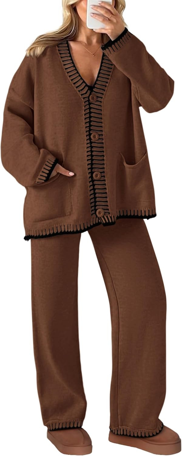 PRETTYGARDEN Women's Fall 2 Piece Matching Cozy Knit Sweater Lounge Sets | Amazon (US)