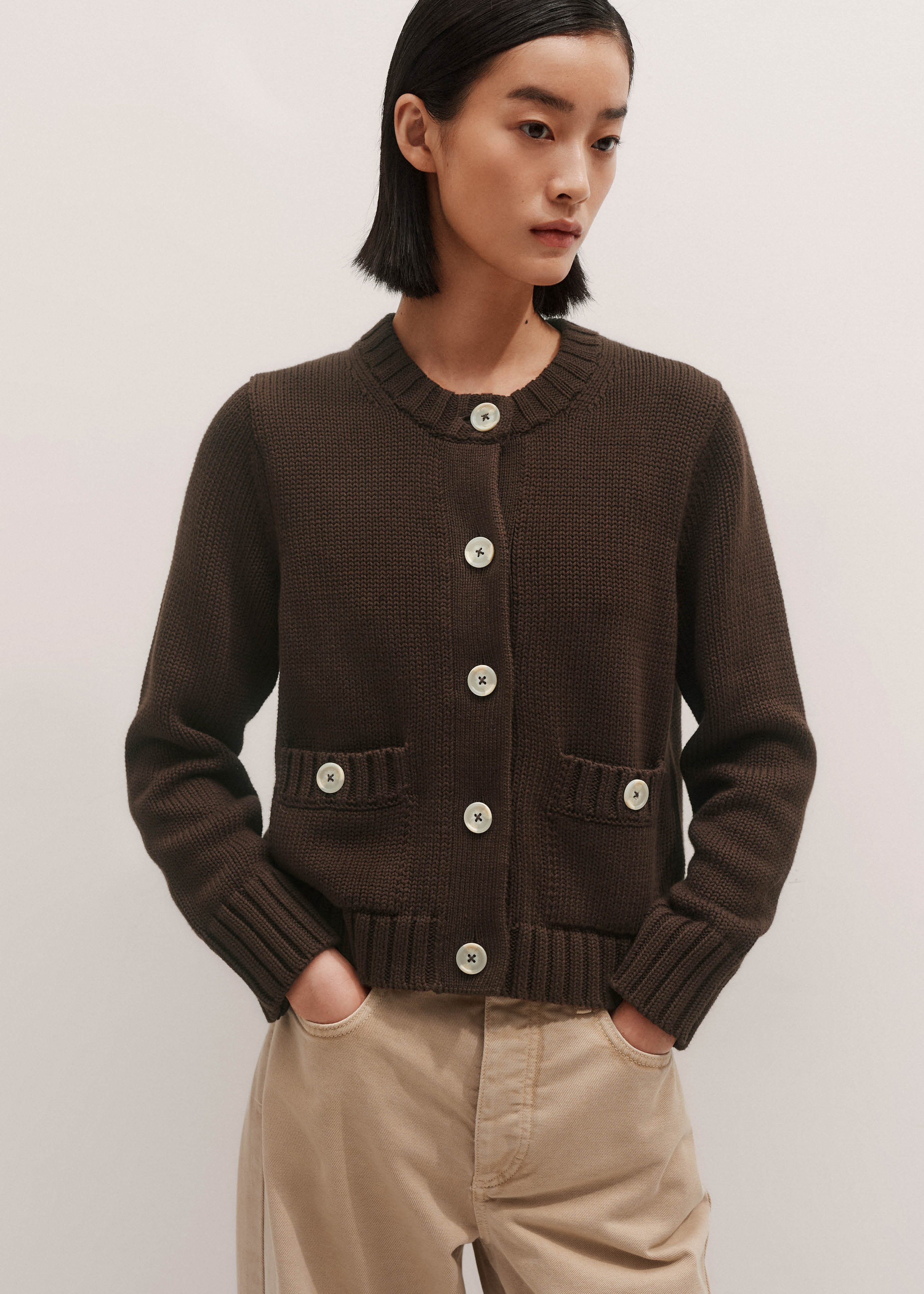 Straight Crop Cardigan Cotton Knit | ME+EM US