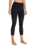 CRA Yoga Women's Naked Feeling Mid-Waist Mesh Panels Splice Tights Workout Yoga Legging -21Inches Bl | Amazon (US)