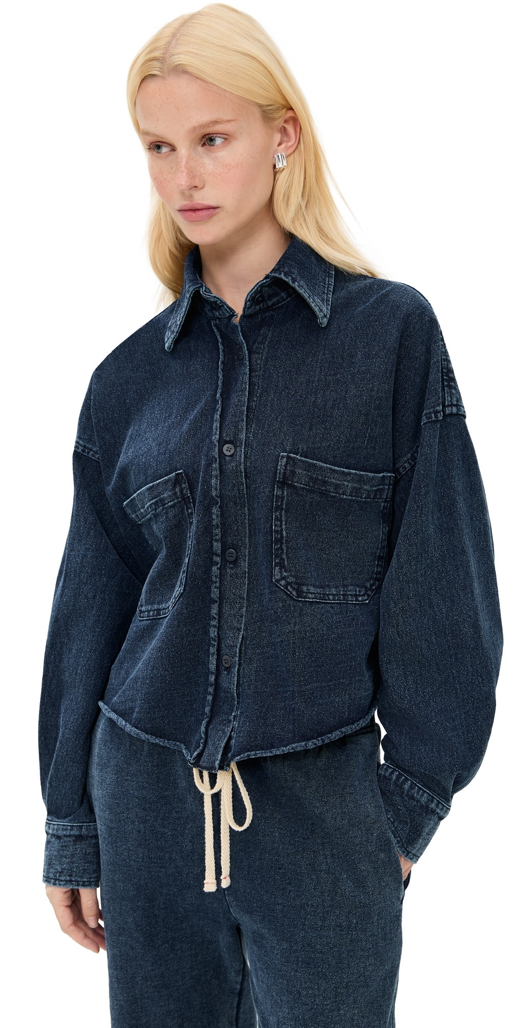 Les Tien Coopa Oversized Crop Button Up Vintage Indigo S | Shopbop