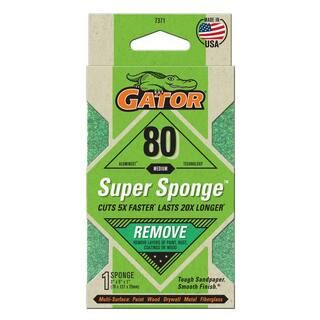 Gator Super Sponge 3 in. x 5 in. x 1 in Medium 80 Grit Sanding Sponge 7371 - The Home Depot | The Home Depot