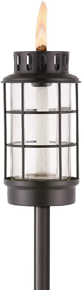 TIKI Brand 1121122 Easy Install Outdoor Torch, Round Glass Lantern Torch, with 4-Peice Pole, Snuf... | Amazon (US)