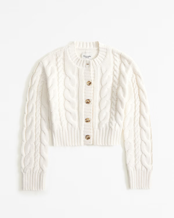 Cable Short Cardigan | Abercrombie & Fitch (US)