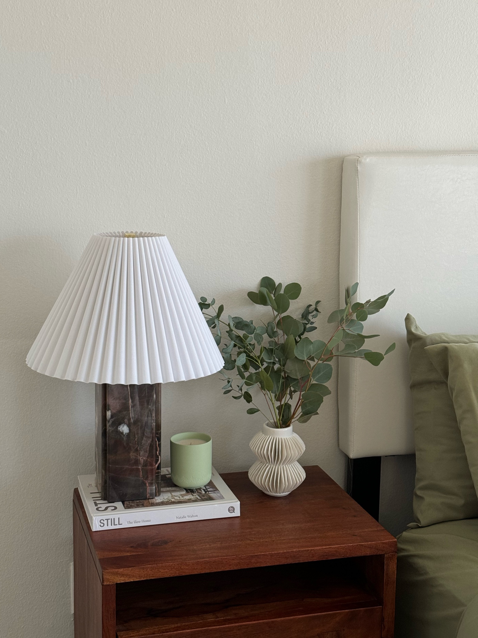 Nightstand aesthetic 🫶🏼 
— brown nightstand, porcelain vase from cb2, red marble lamp from cb2, Amazon coffee table book

#LTKGiftGuide #LTKhome #LTKsalealert