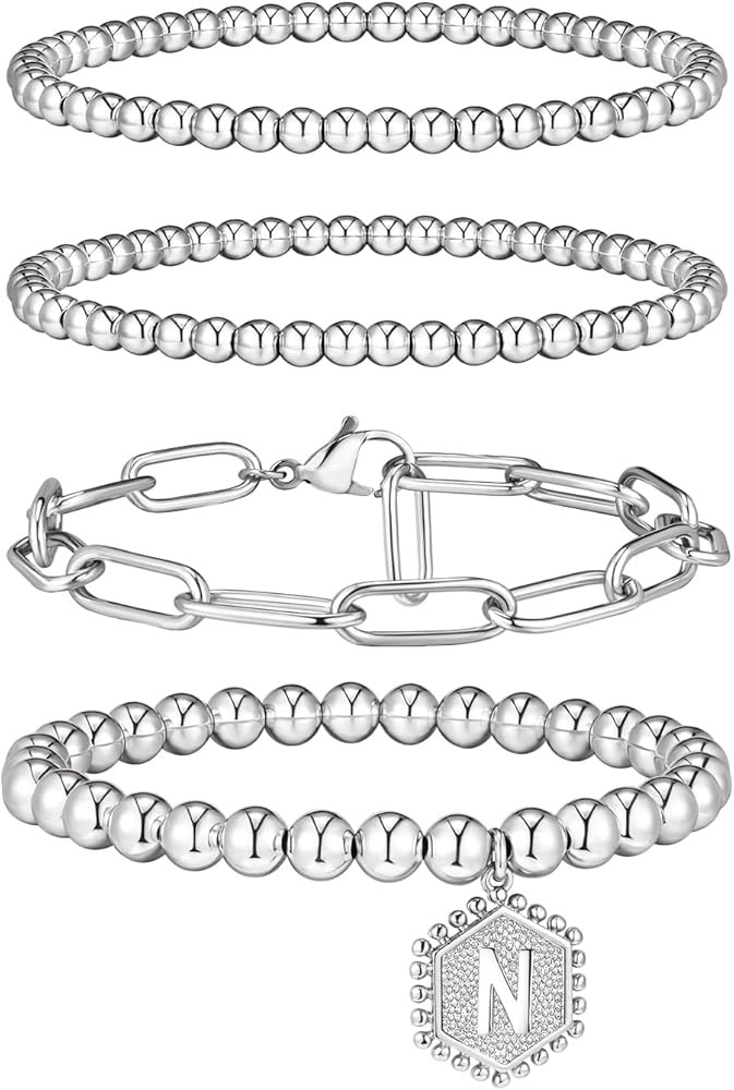 doubgood Gold Beaded Bracelets for Women, Stackable Gold Bracelets for Women 14K Real Gold Plated... | Amazon (US)