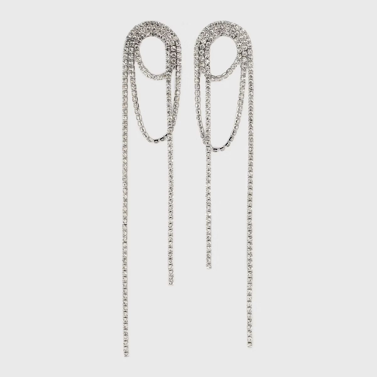 Layered Stone Chain Linear Earrings - Silver | Target